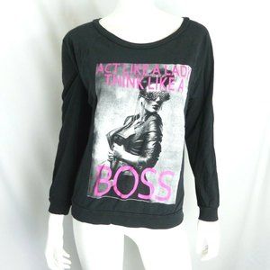 On Fire  Act Like A Lady Think Boss Long Sleeve Tee T-Shirt Size Large